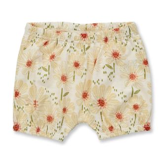Baby Shorts, Modell MAYA, Blumendruck auf weiß, Vorderansicht