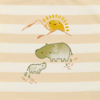 Baby T-shirt, Model ANTON, Sand-stripes with hippo, Front part