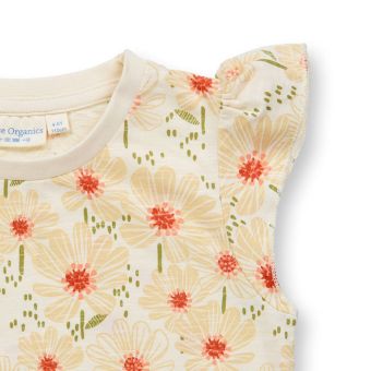 Girls T-shirt, Model NANA, Flower print on white, Front part