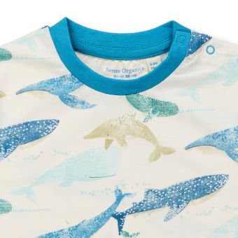 Baby T-Shirt, Modell ANTON, Wal-Druck auf eis-grün, Vorderansicht