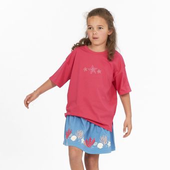 Girls T-shirt, Model SOPHIE, Pink with starfish, Front part