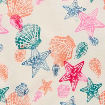 Girls sweatshirt, Model DARI, Seashell print on white, Front part
