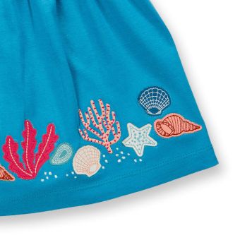Girls skirt, Model MALIA, Blue with sea life, Front part