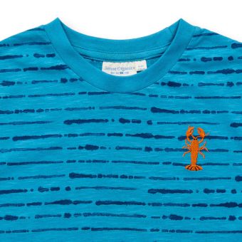 Children’s T-shirt, Model ANTON, Abstract stripes on blue, Front part