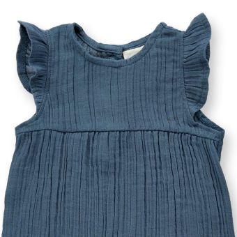 Baby Strampler, Modell MARLI, Blaugrau, Vorderansicht
