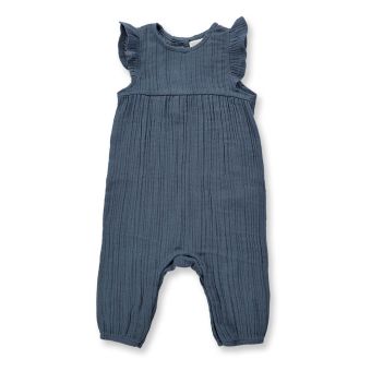 Baby romper, Model MARLI, Blue-grey, Front part