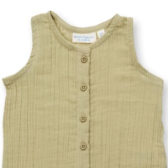Baby romper, Model MARIS, Light reed green, Front part