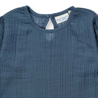 Girls blouse, Model LOBA, Blue-grey, Front part