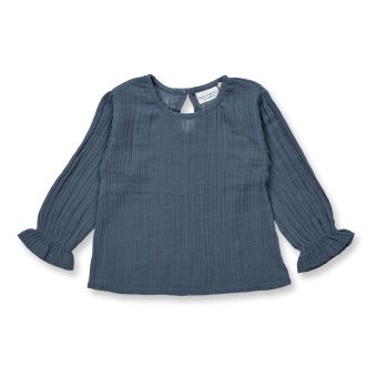 Mädchen Bluse, Modell LOBA, Blaugrau, Vorderansicht