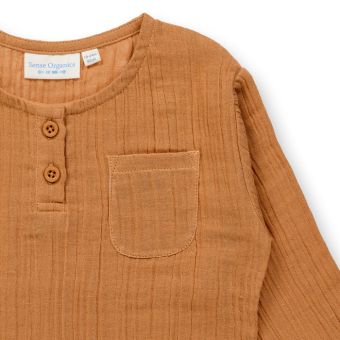 Children’s shirt, Model PLIN, Caramel brown, Front part