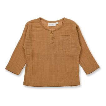 Children’s shirt, Model PLIN, Caramel brown, Front part