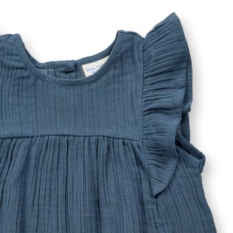 Girls dress, Model FRANJA, Blue-grey, Front part
