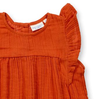 Girls dress, Model FRANJA, Rusty orange, Front part