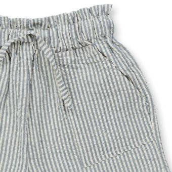 Mädchen Shorts, Modell OLIVIA, Blaugrau-weiß gestreift, Vorderansicht