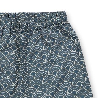 Mädchen Hose, Modell LENE, Abstrakter Wellen-Druck auf blaugrau, Vorderansicht