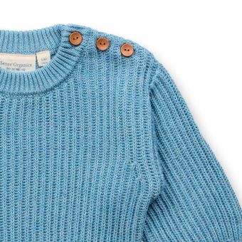 Baby Strickpullover, Modell VARUNY, Helles Aquamarin, Vorderansicht