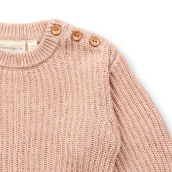 Baby Strickpullover, Modell VARUNY, Helles Haselnussbraun, Vorderansicht
