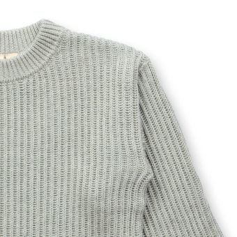 Kinder Strickpullover, Modell MARLEY, Helles Salbeigrün, Vorderansicht