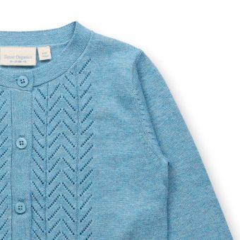 Kinder Cardigan, Modell ELSA, Helles Aquamarin, Vorderansicht