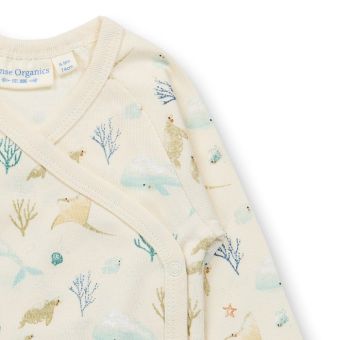 Baby wrap-body, Model YGON, Sea life print on white, Front part
