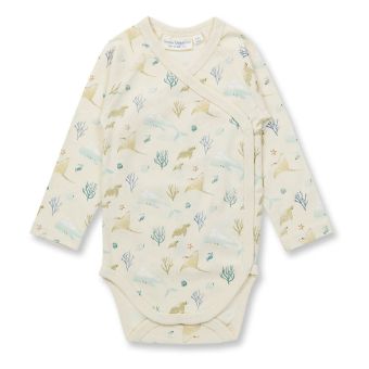 Baby wrap-body, Model YGON, Sea life print on white, Front part