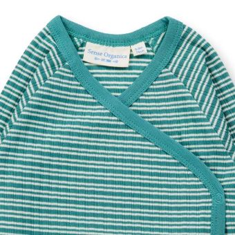 Baby wrap-body, Model YGON, Sea green-white stripes, Front part