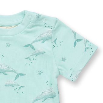 Baby body, Model VARIN, Whale print on ice green, Front part