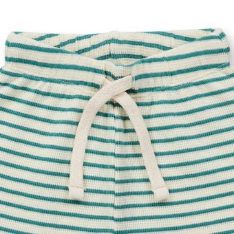 Baby Hose, Modell KIRAN, Meeresgrün-weiß geringelt mit Wal, Vorderansicht