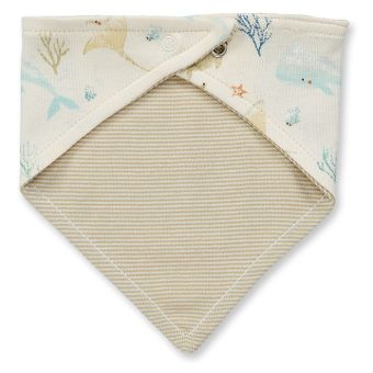 
Baby Lätzchen, Modell BIB, Meerestiere-Druck / Helles Schilfgrün-weiß geringelt, Vorderansicht