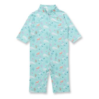 Children’s surf suit, Model MADI, Sea life print on ice green, Front part