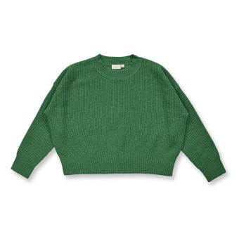  Woman pullover, Model GOOLDIE, Green mélange, Front part