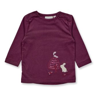 Baby long-sleeved shirt, Model LEJA, Plum with bunny, Front part