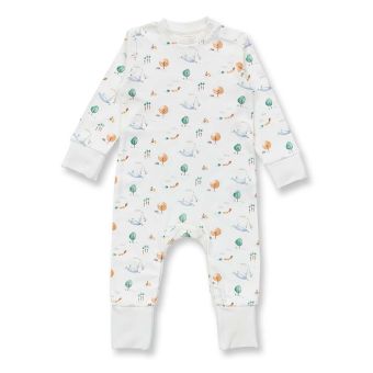 Baby Strampler, Modell TONA, Landleben Druck, Vorderansicht