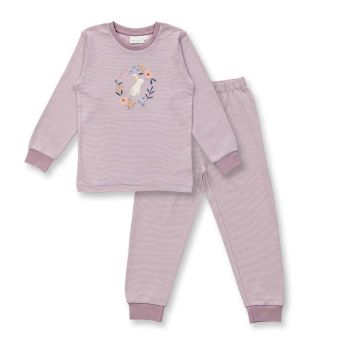 Kids’ pajama, Model LONG JOHN, Mauve stripes with bunny, Complete