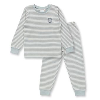 Kids’ pajama, Model JUNIS, Ice grey stripes with owl, Complete