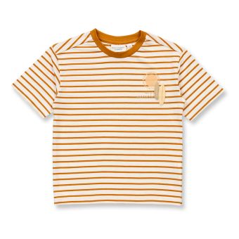 Kinder T-Shirt, Modell ANTON, Geringelt mit Surfbrett-Motiv, Vorderansicht
