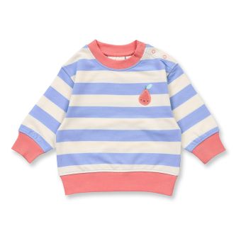 Baby Sweatshirt, Modell SIAM, Geringelt mit Birnen-Motiv, Vorderansicht