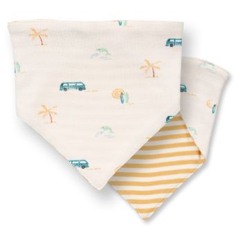 Lätzchen, Modell BIB, Retro-Bus Druck / Geringelt, Komplett