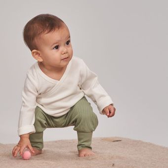 Baby Wrap Shirt L/S, Model VICTORIA, White, Front part