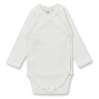 Baby Langarm-Wickelbody, Modell YGON, Weiß, Vorderansicht