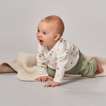 Baby Wrap Shirt L/S, Model VICTORIA, White with trees, Front part