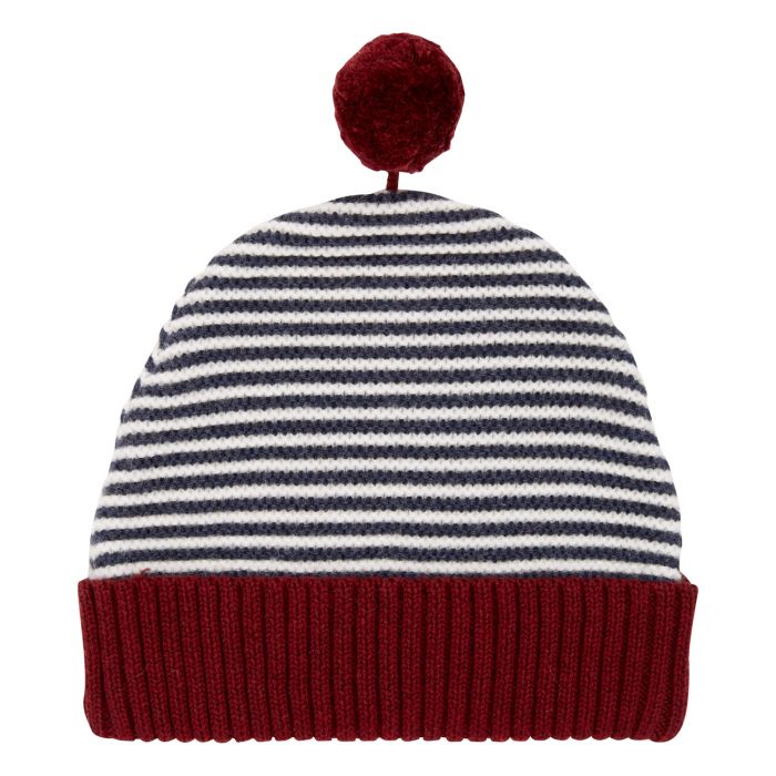 Knitted Hat with navy stripes, Rudolfo