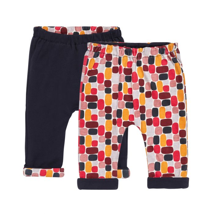 Baby Girl's Reversible Pant berry with retro print, Baker