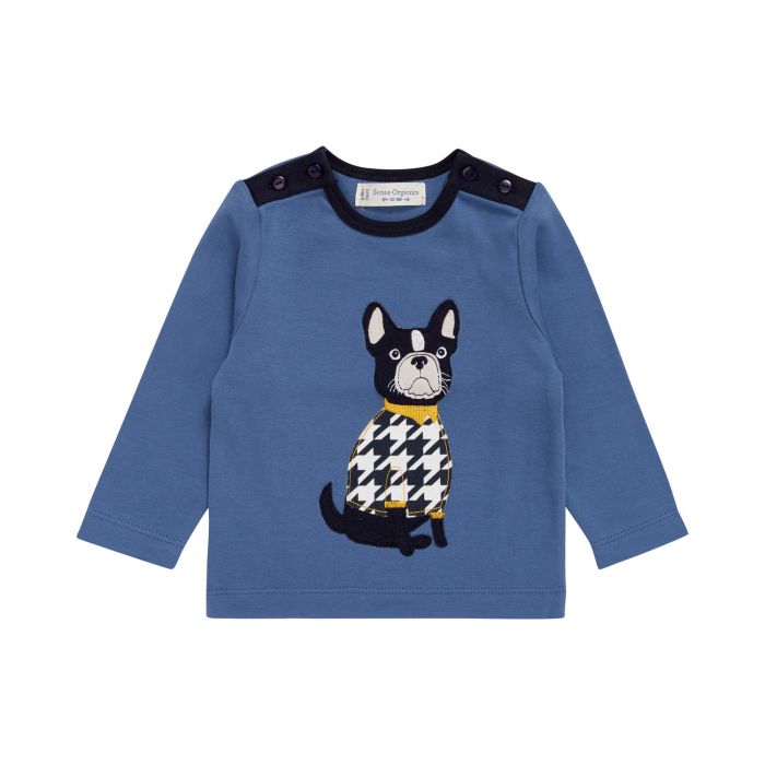 Baby Boy's T-Shirt long sleeves blue with dog motif, Ole