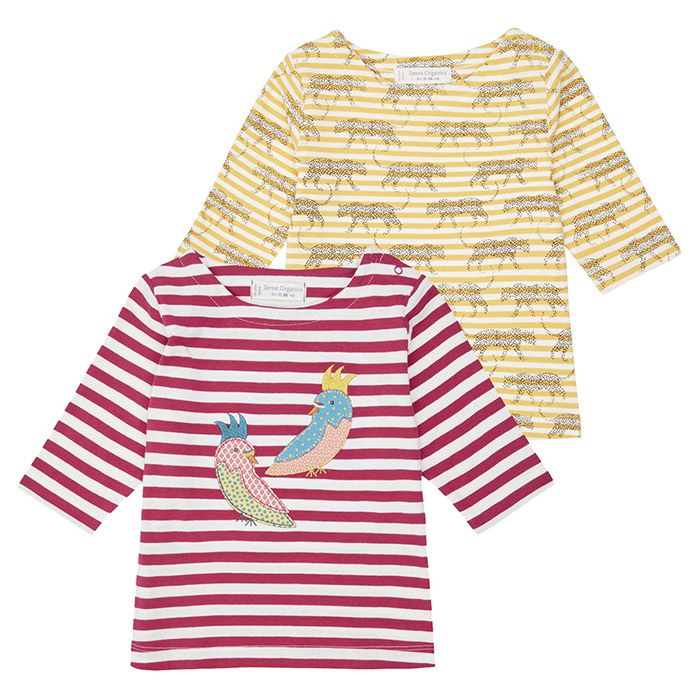 LOUISE Girls T-Shirt ¾ Sleeves Stripes Both