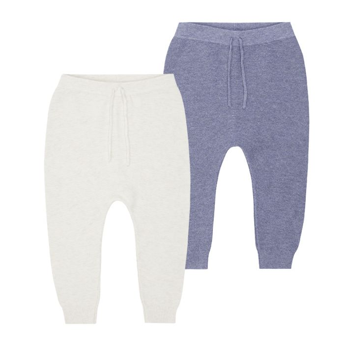 Comfortable Baby Trousers, available in two colours: natural white or denim blue
