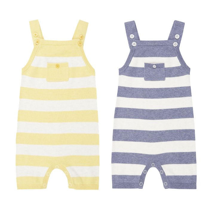 Short Baby Dungarees in yellow/natural white or denim/natural white
