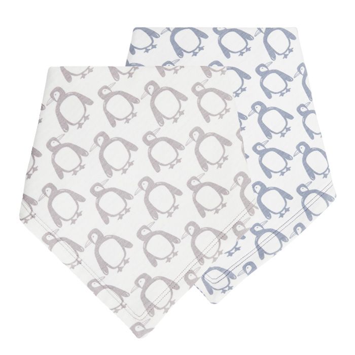 Baby Halstuch Pinguin 2-lagig, Bib, in steinblau oder taupe
