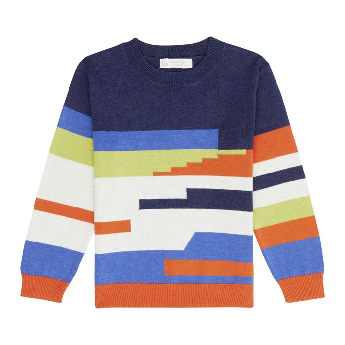 Ramu Organic Knitted Sweater Graphic Stripes
