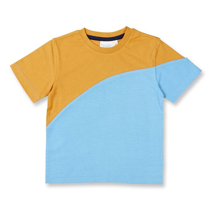 Kinder T-Shirt / DEMBO / azurblau + currygelb / Vorderteil